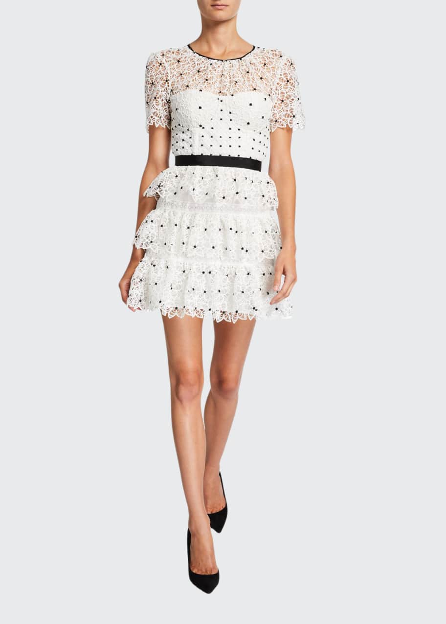 Self Portrait Hibiscus Floral Guipure Mini Dress Bergdorf Goodman