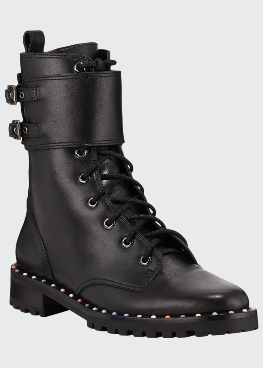 Sophia Webster Bessie Stud Trim Leather Combat Boots Bergdorf Goodman