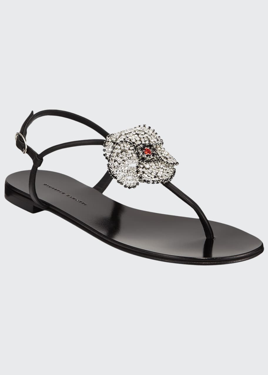 Image 1 of 1: Flat Thong Sandals with Crystal Flower