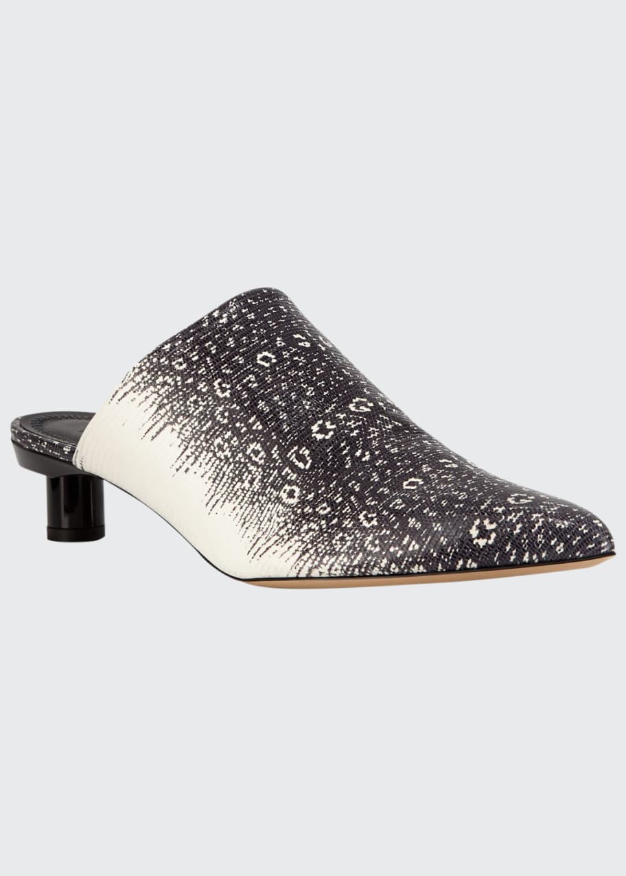 Juan Lizard Embossed Leather Mules