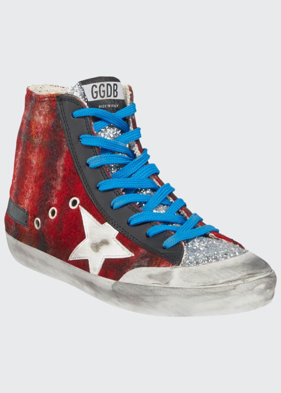 Golden Goose Francy Wool Glitter High-Top Sneakers Bergdorf