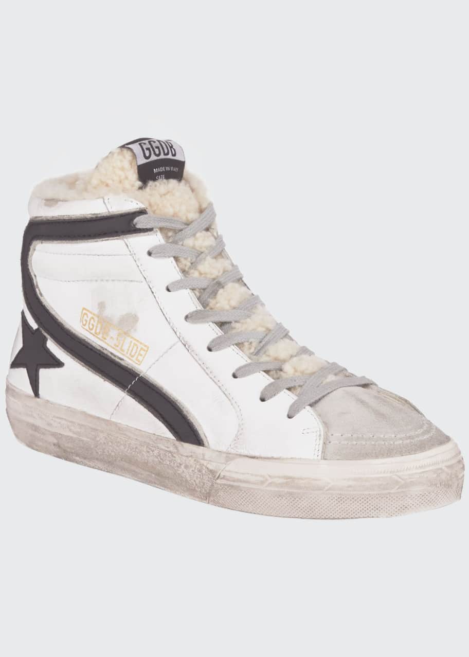 Golden Goose Slide Shearling Lined High Top Sneakers Bergdorf Goodman