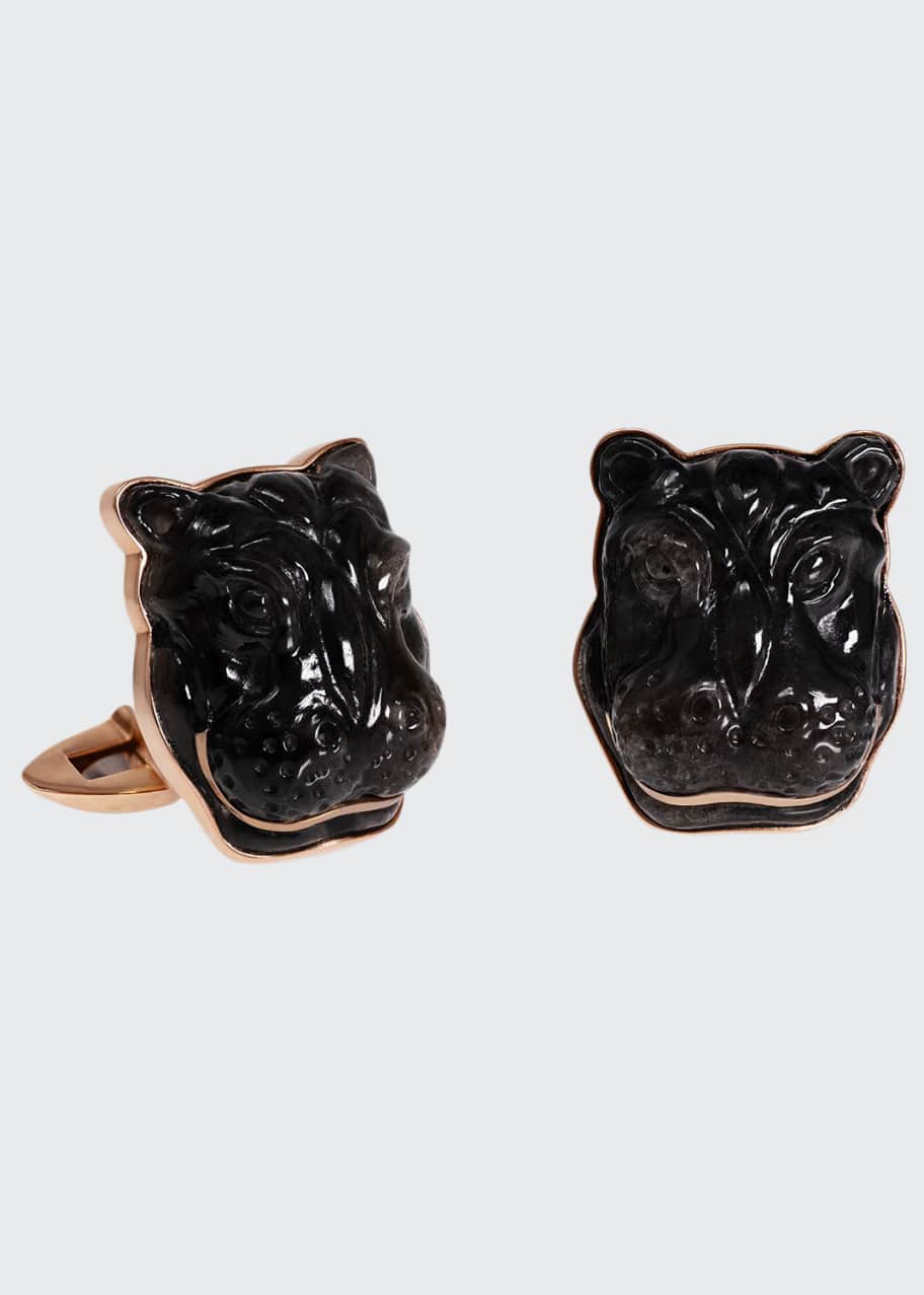 Image 1 of 1: Labradorite Hippo 18K Rose Gold Cufflinks