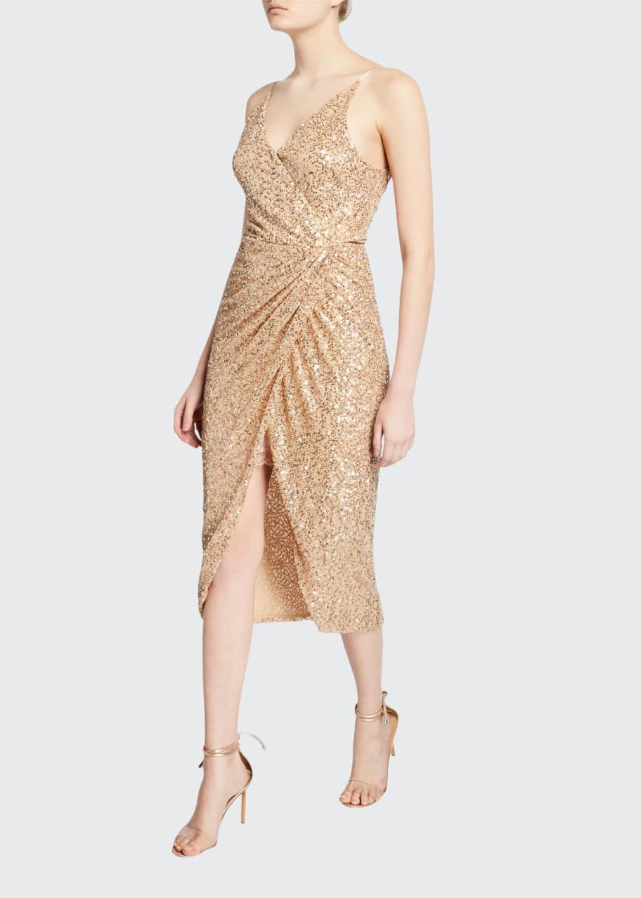 Sequined Sleeveless Wrap Dress