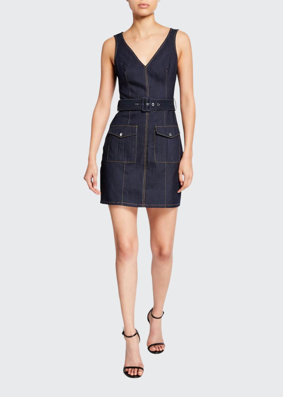Cinq a Sept gwyneth sleeveless mini denim dress - Bergdorf Goodman