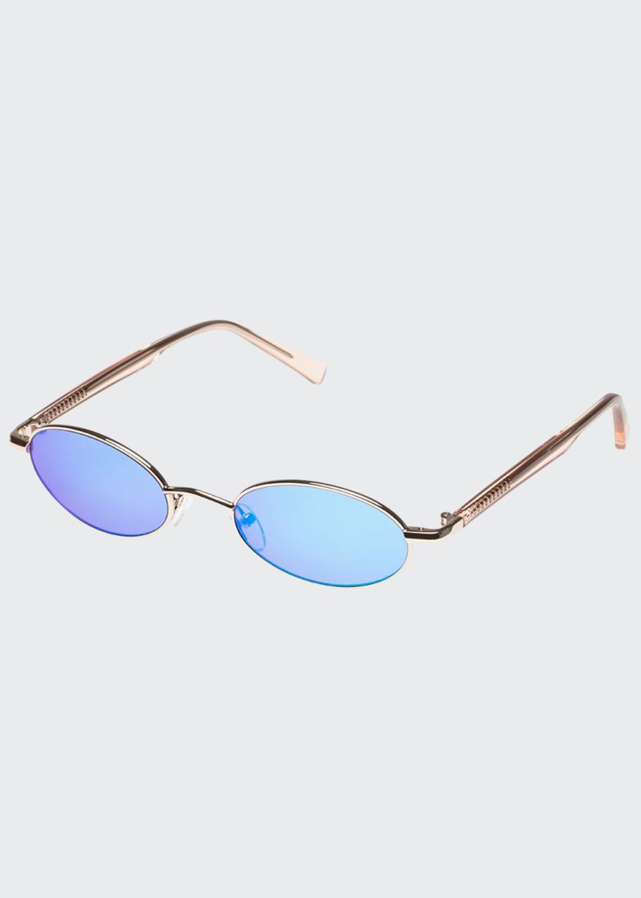 Le Specs Luxe Sorcerer Oval Mirrored Sunglasses - Bergdorf  display picture 3