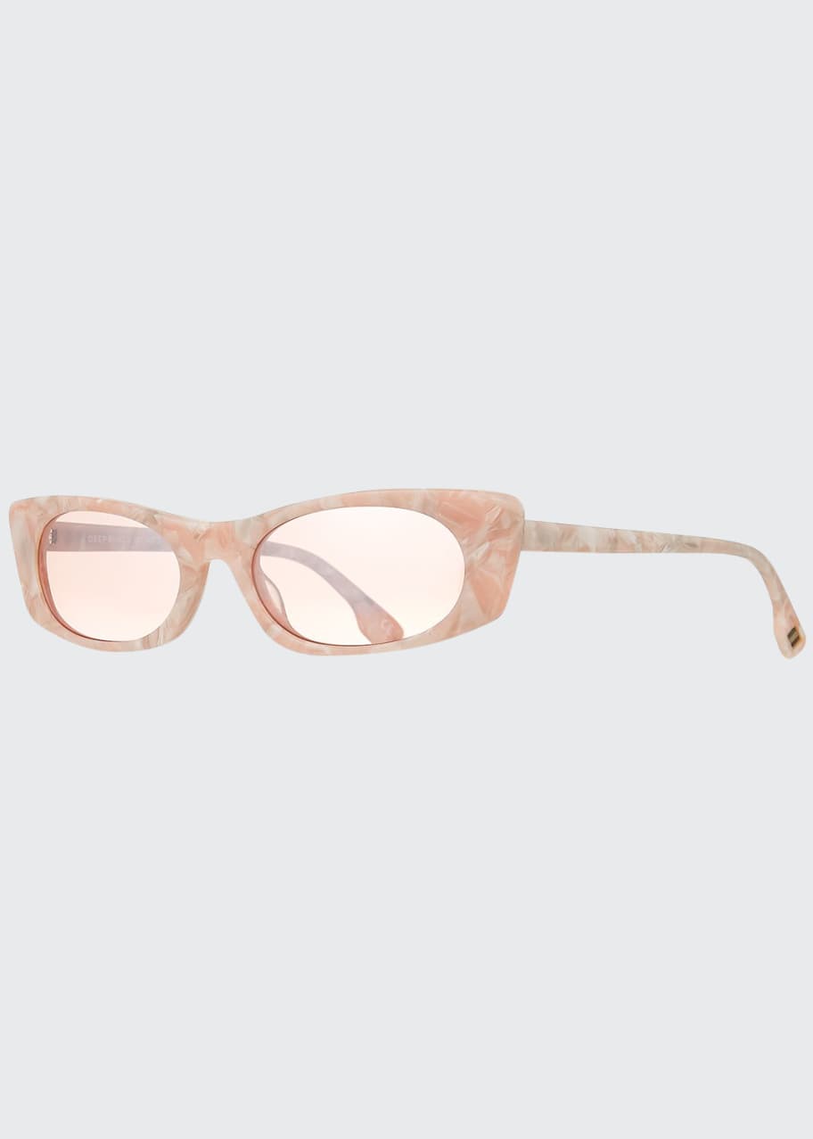 Image 1 of 1: Deep Shade Marbleized Acetate Cat-Eye Sunglasses