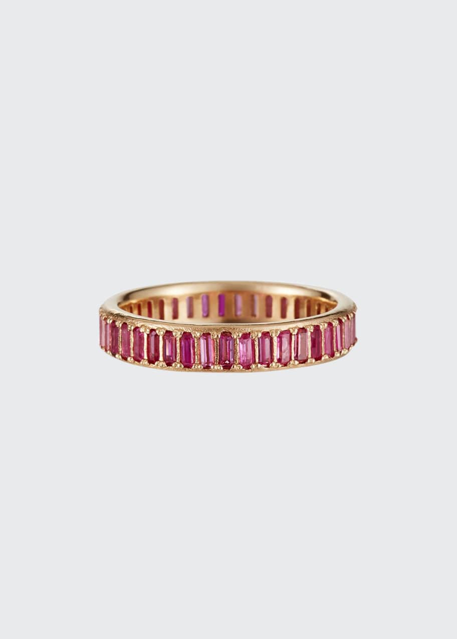 Image 1 of 1: Cuento 14k Pink Sapphire Baguette Ring, Size 6.5