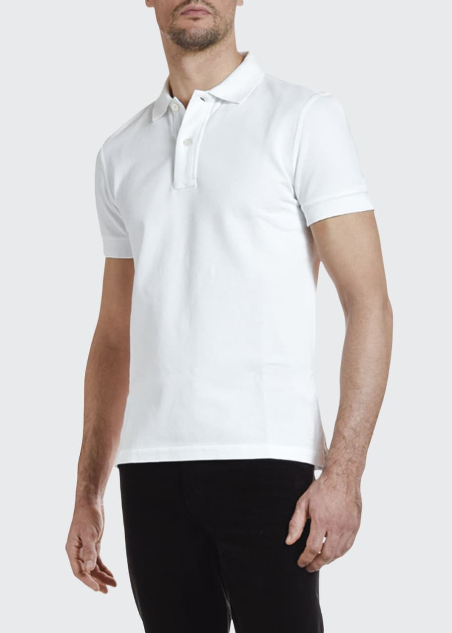 TOM FORD Men's Pique-Knit Polo Shirt, White - Bergdorf Goodman