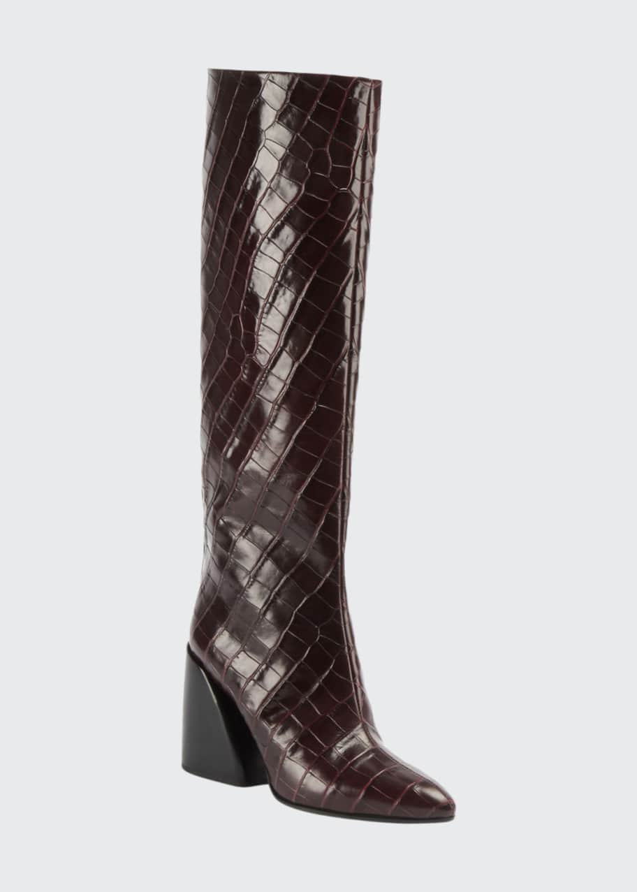 Chloe Wave Croc-Embossed Tall Boots - Bergdorf Goodman