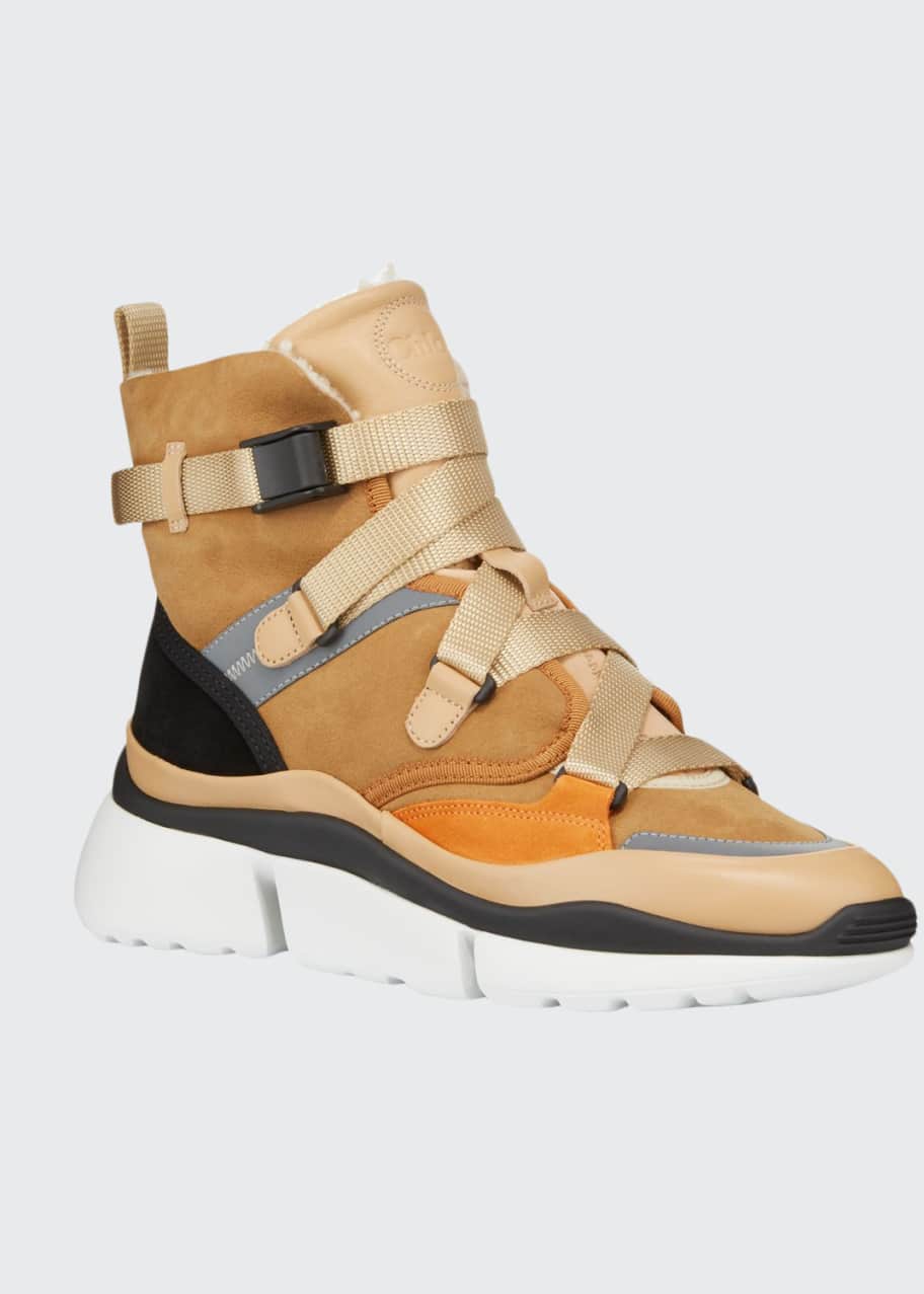Chloe Sonnie Suede Shearling Lined High Top Sneakers Bergdorf Goodman