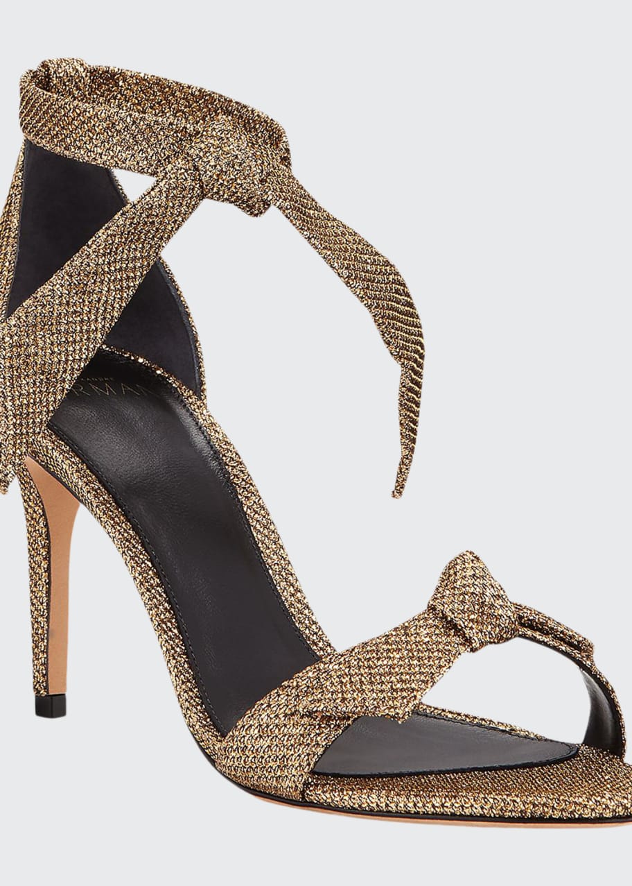 Image 1 of 1: Clarita Glittered Mesh Ankle-Tie Sandals
