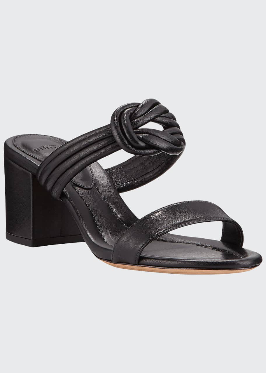 Image 1 of 1: Vicky Knotted Leather Block-Heel Sandals