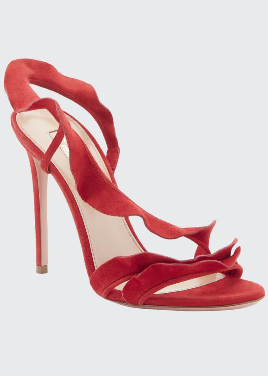 Aquazzura ruffle online suede sandals