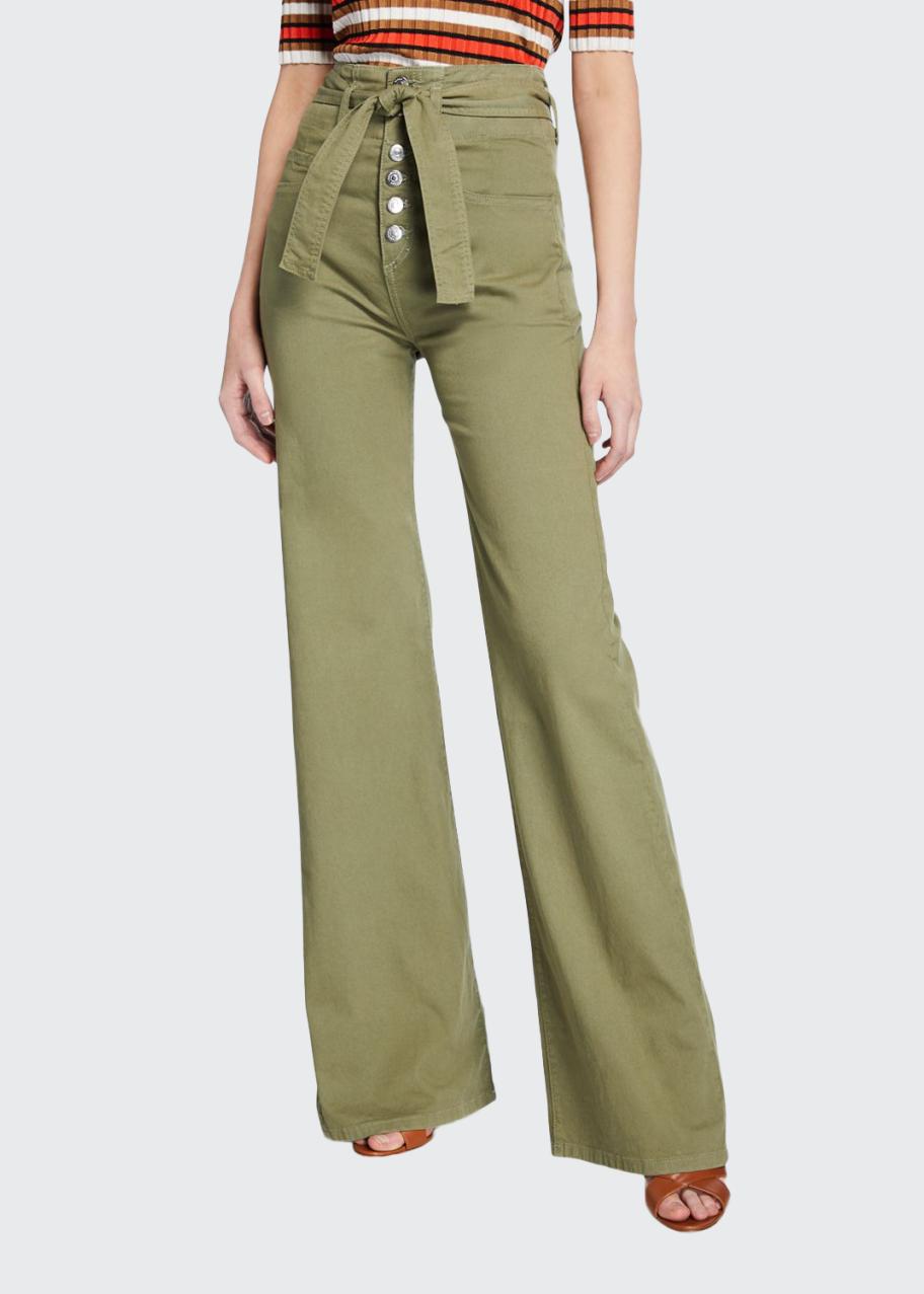 Veronica Beard Rosanna High-Rise Corset Wide-Leg Jeans - Bergdorf
