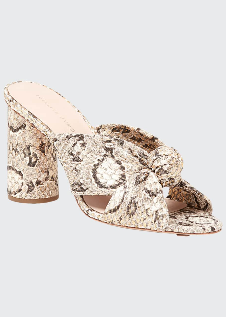 Image 1 of 1: Coco Snake-Print High-Heel Mules