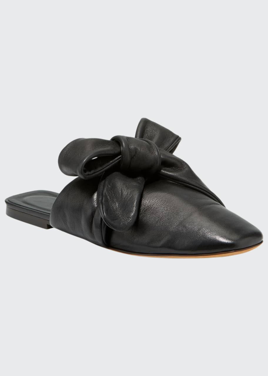 Image 1 of 1: Maia Tie-Back Leather Mule Flats