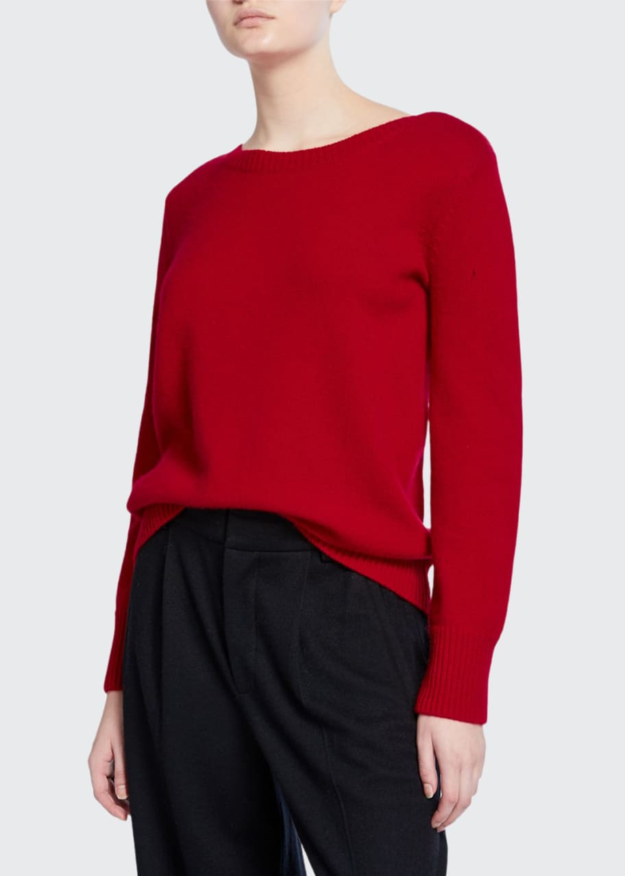 Image 1 of 1: Boat-Neck Cashmere Pullover Sweater