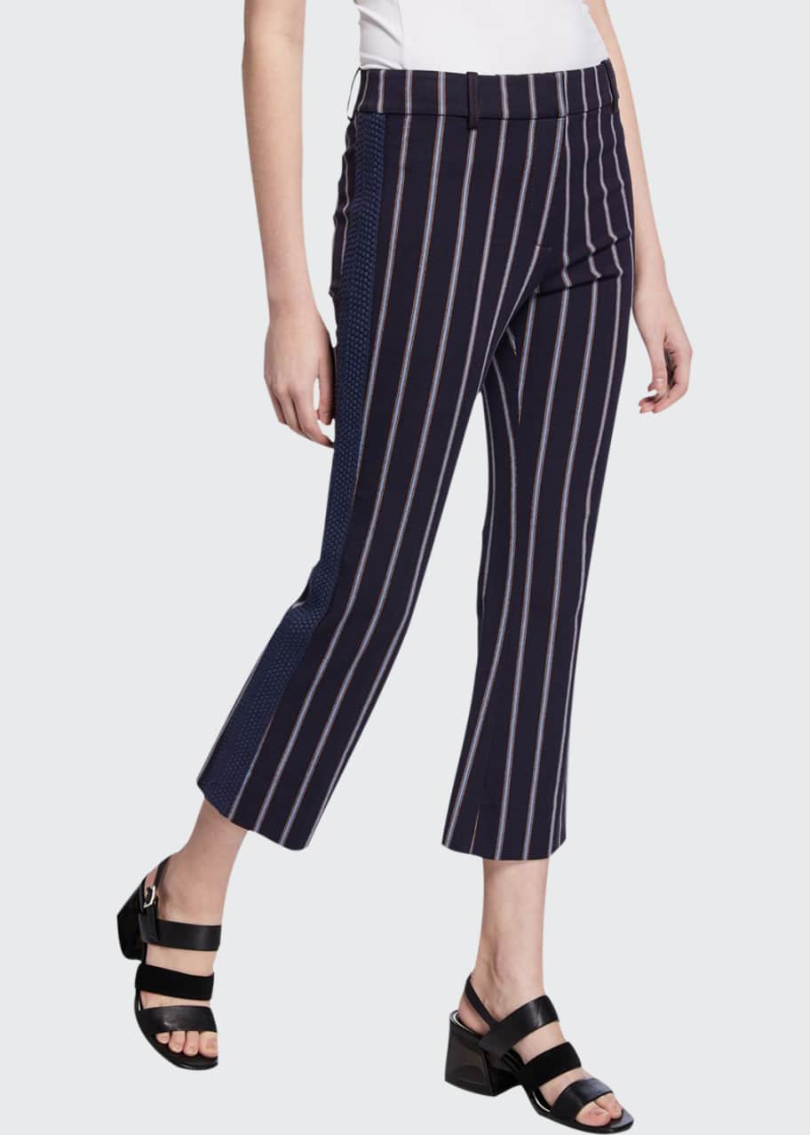 Image 1 of 1: Cropped Flare Trousers with Braided Trim