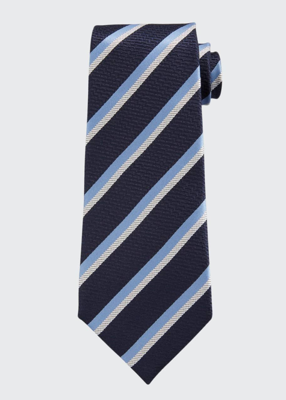 ZEGNA Men's Double-Stripe Silk Tie - Bergdorf Goodman