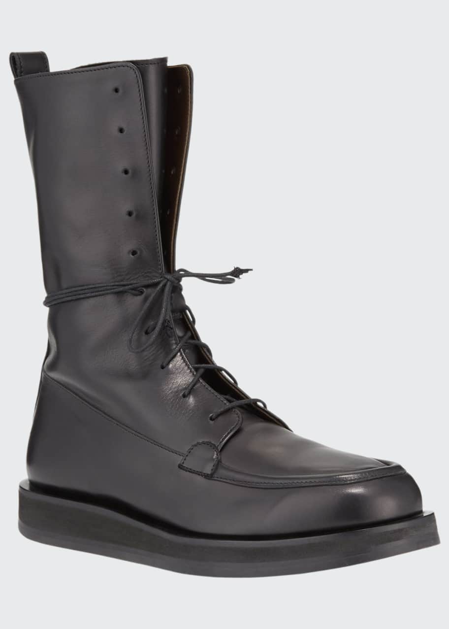 Image 1 of 1: Patty Leather Lace-Up Combat Boots