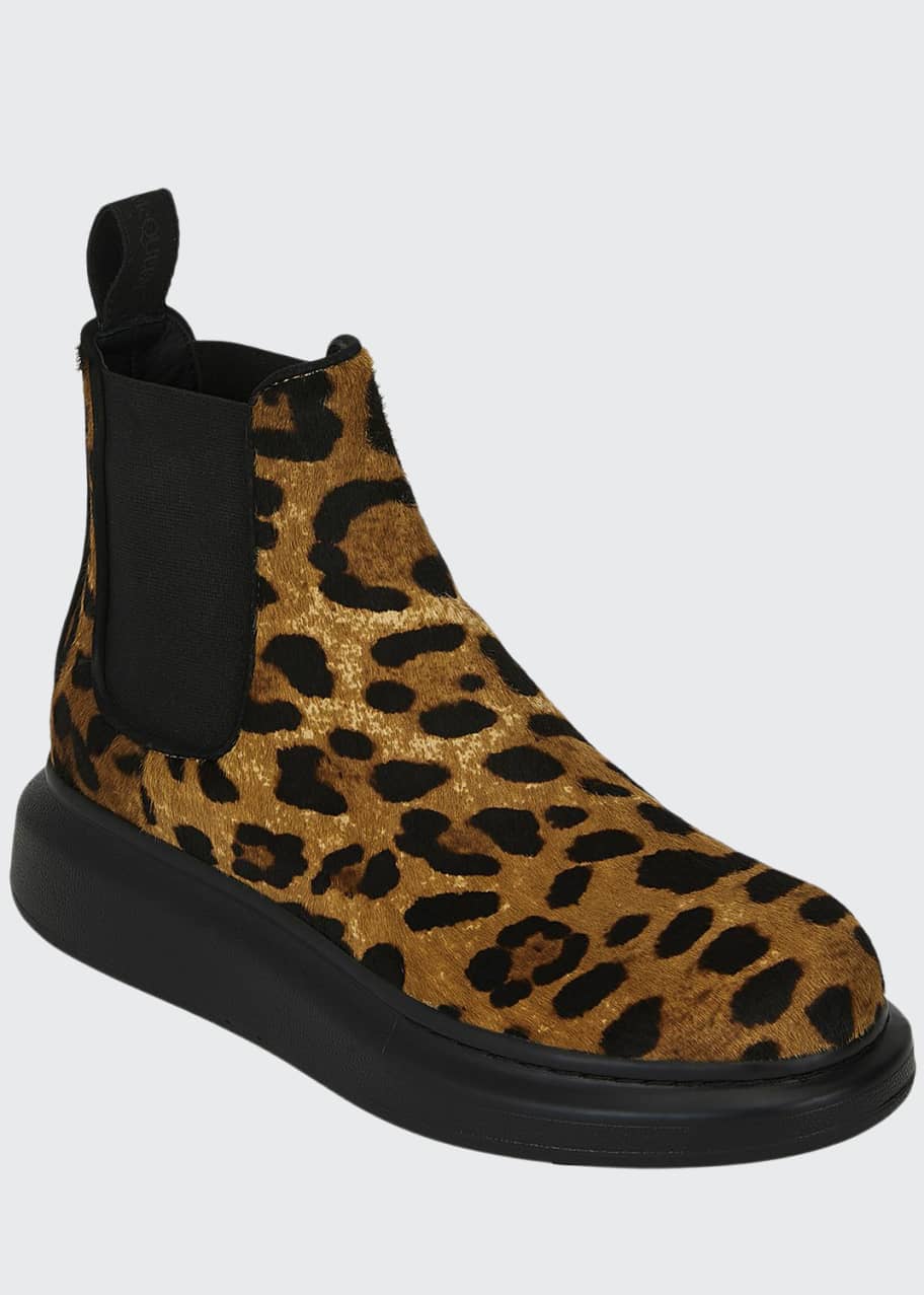 Image 1 of 1: Leopard Calf Hair Ankle Booties