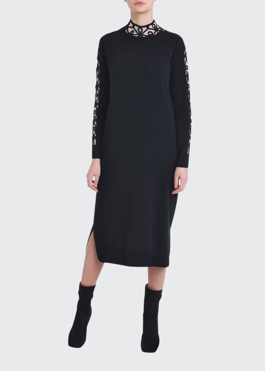 Fendi Cashmere Embroidered Trim Sweater Dress Bergdorf Goodman