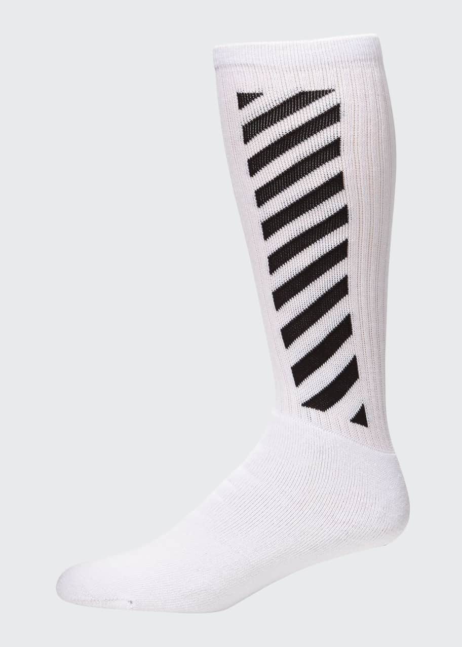 Image 1 of 1: Men's Diagonal-Stripe Mid-Length Socks