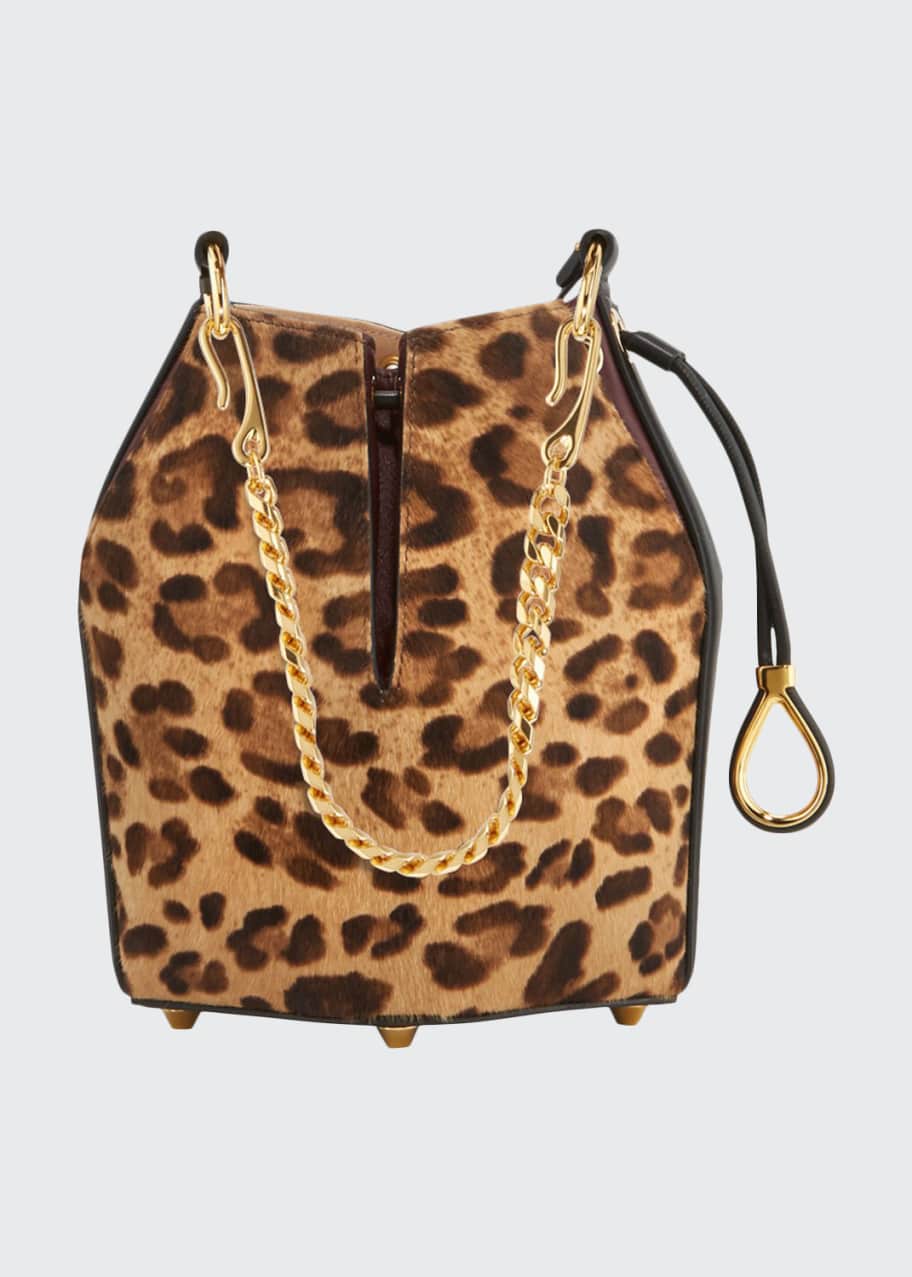 Image 1 of 1: Small Leopard Hair Bucket Bag