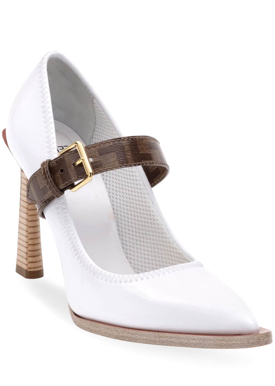 Fendi Neoprene Logo Mary Jane Pumps Bergdorf Goodman