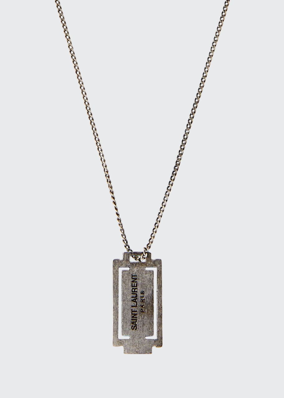 Saint Laurent Men's Monogram Razor Blade Necklace - Bergdorf Goodman