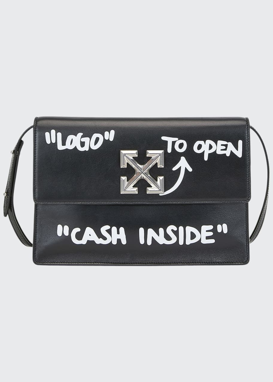Off White Jitney Cash Inside Top Handle Bag Black White Bergdorf Goodman