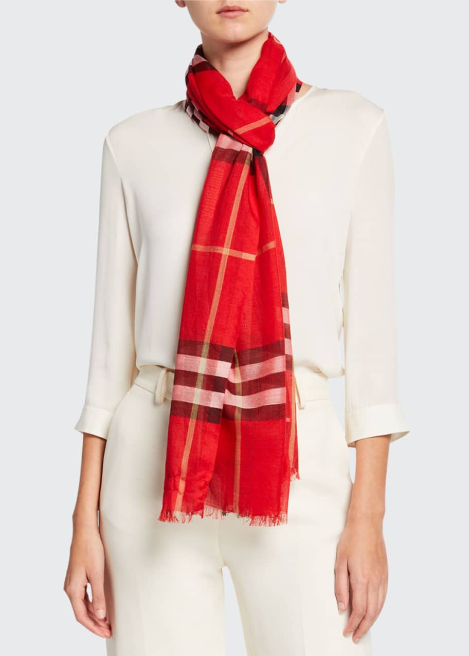 Burberry Giant Check Gauze Scarf Bergdorf Goodman