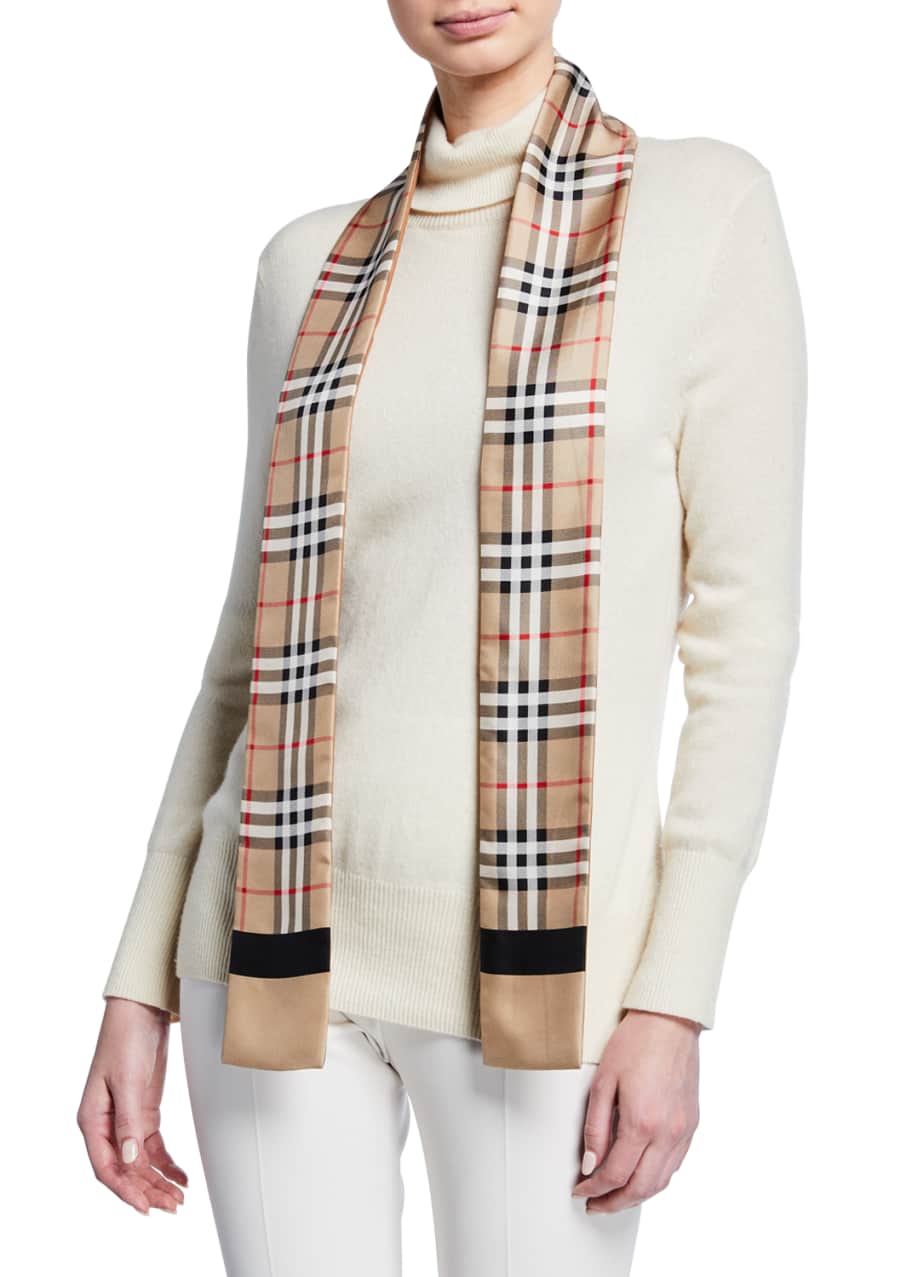 Vintage Check Skinny Silk Scarf