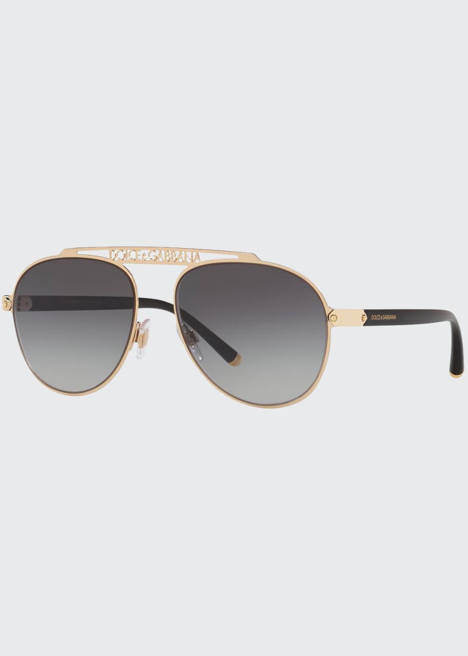 Dolce&Gabbana Mirrored Aviator Sunglasses w/ Logo Brow Bar - Bergdorf ...