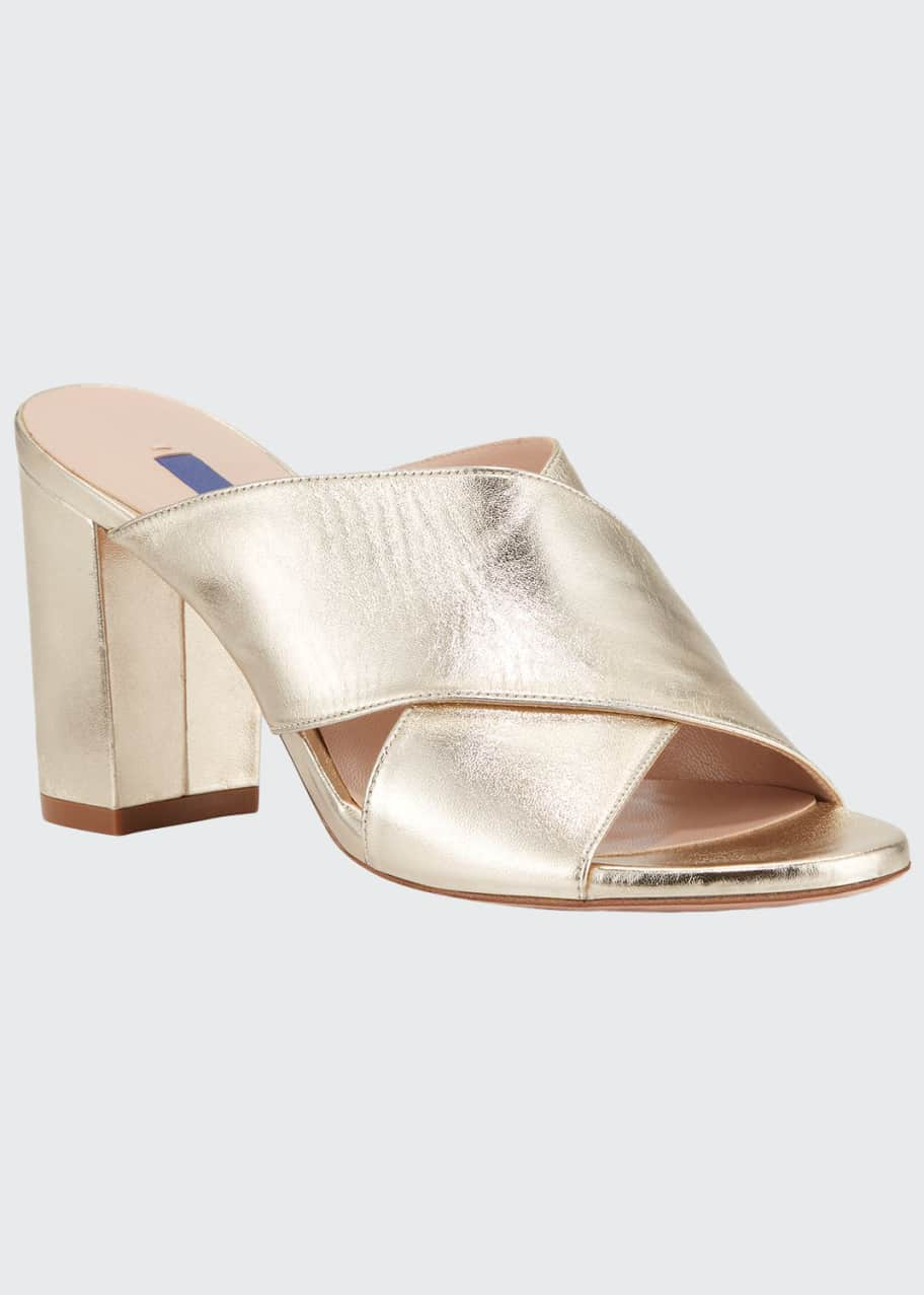 Image 1 of 1: Galene Metallic Crisscross Slide Sandals