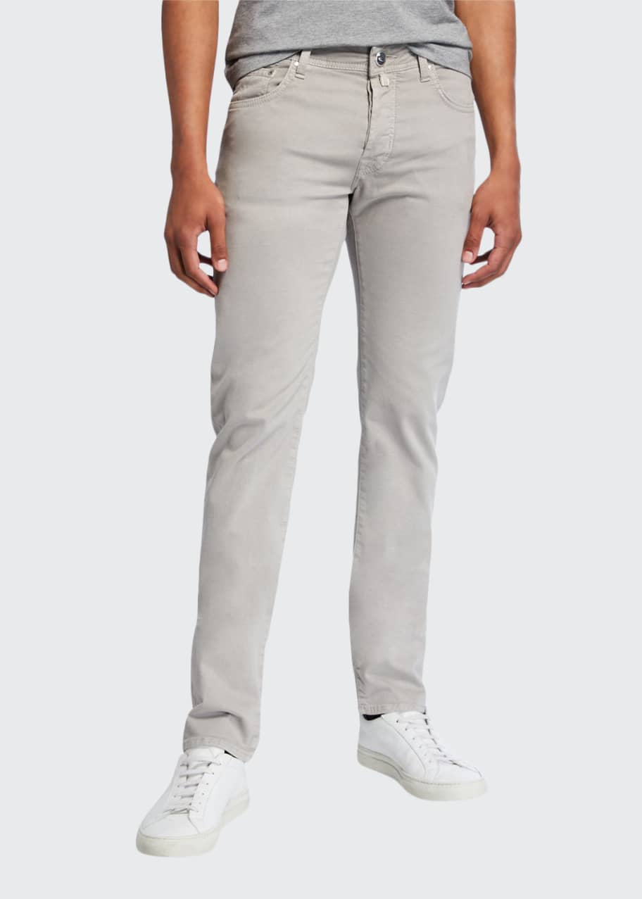 Image 1 of 1: Men's Brushed Denim 5-Pocket Jeans , Light Gray