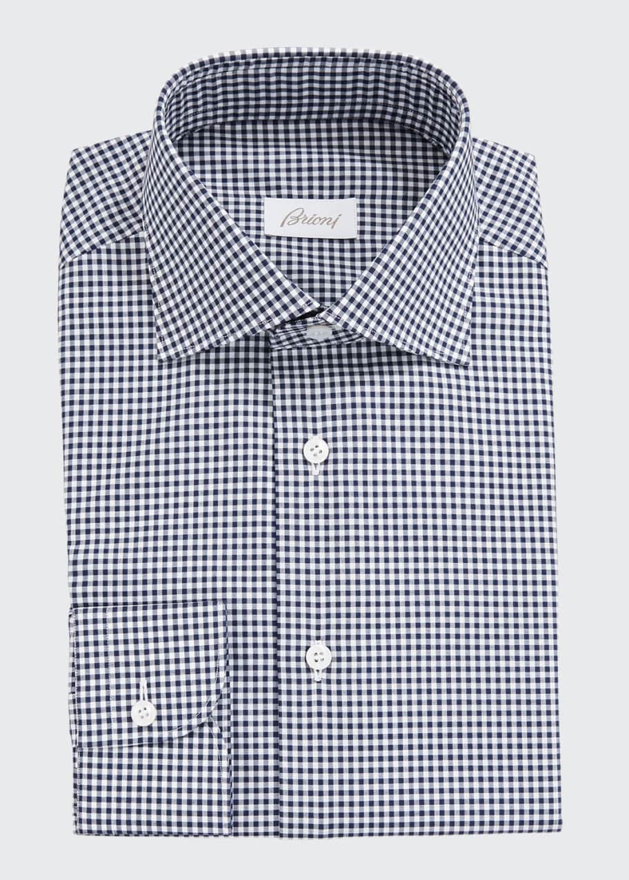 Image 1 of 1: Men's Gingham Check Long-Sleeve Dress Shirt