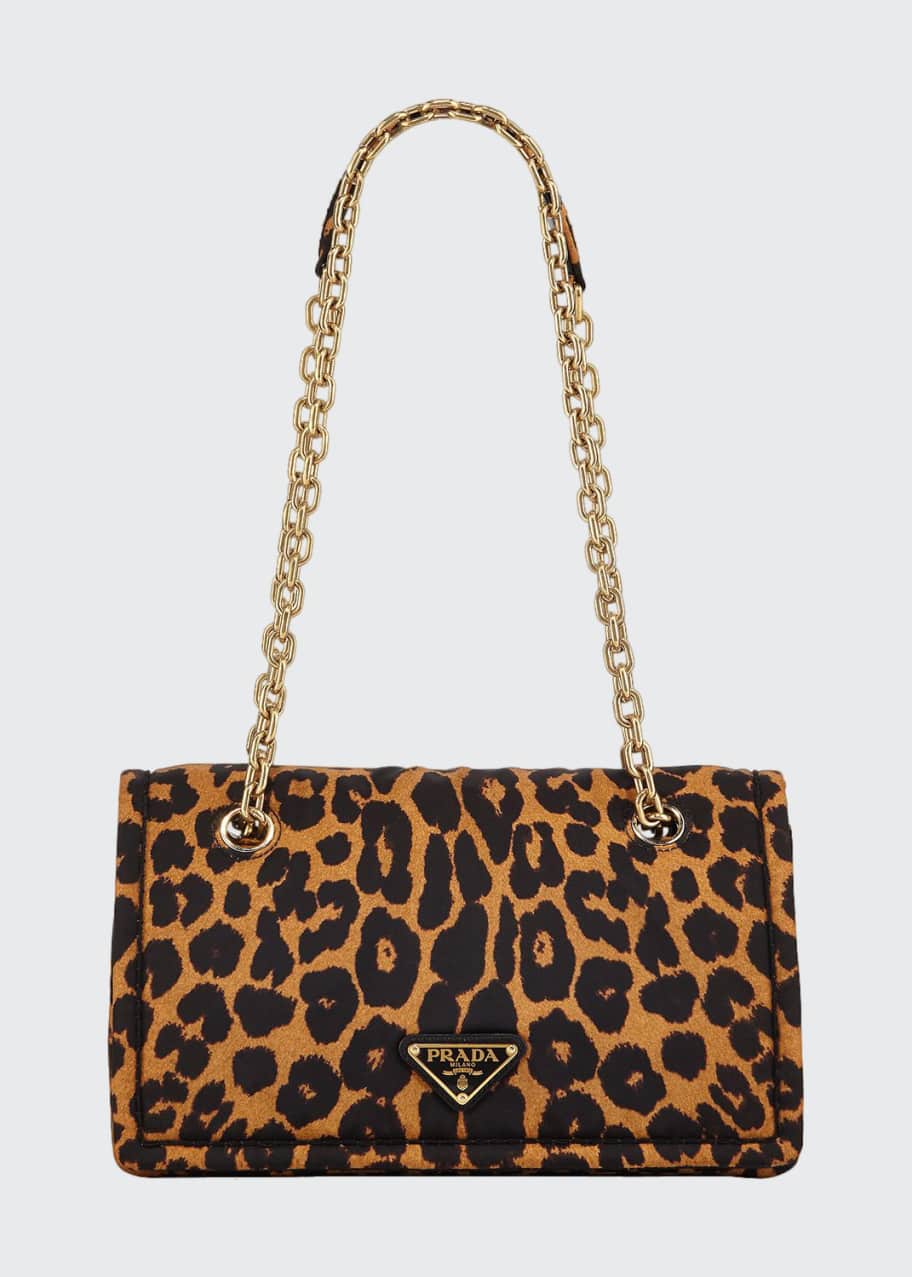 Image 1 of 1: Leopard-Print Nylon Shoulder Bag