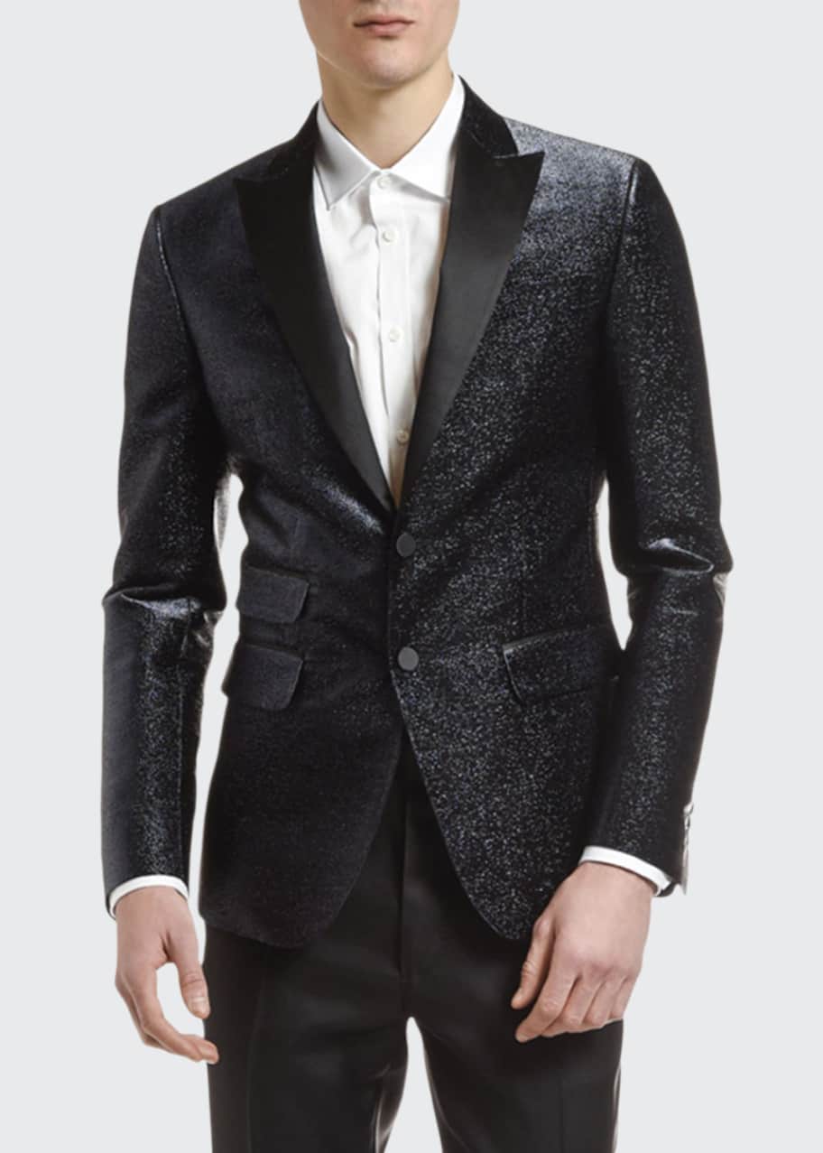 Image 1 of 1: Men's Metallic Silk-Blend Evening Jacket