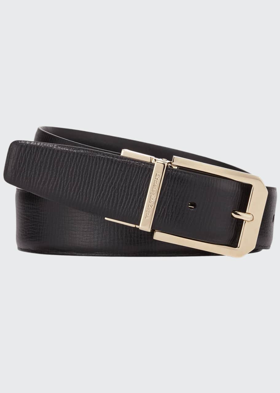 Image 1 of 1: Men's Reversible 35mm Square-Buckle Leather Belt