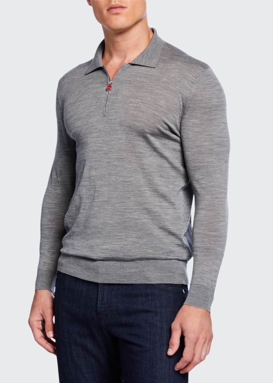 Kiton Men's LongSleeve Zip Polo Shirt Bergdorf Goodman