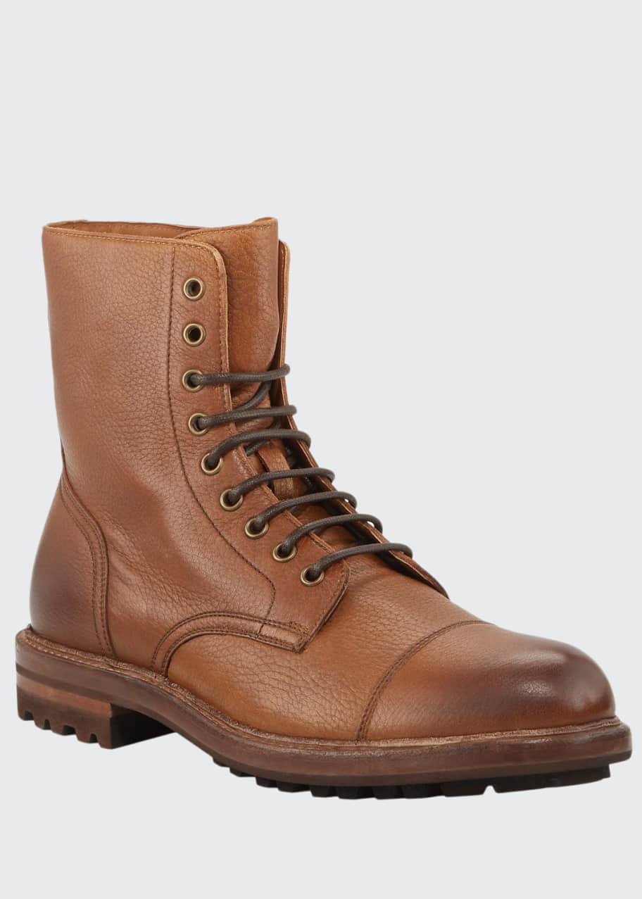 Image 1 of 1: Men's Deerskin Leather Lace-Up Boots