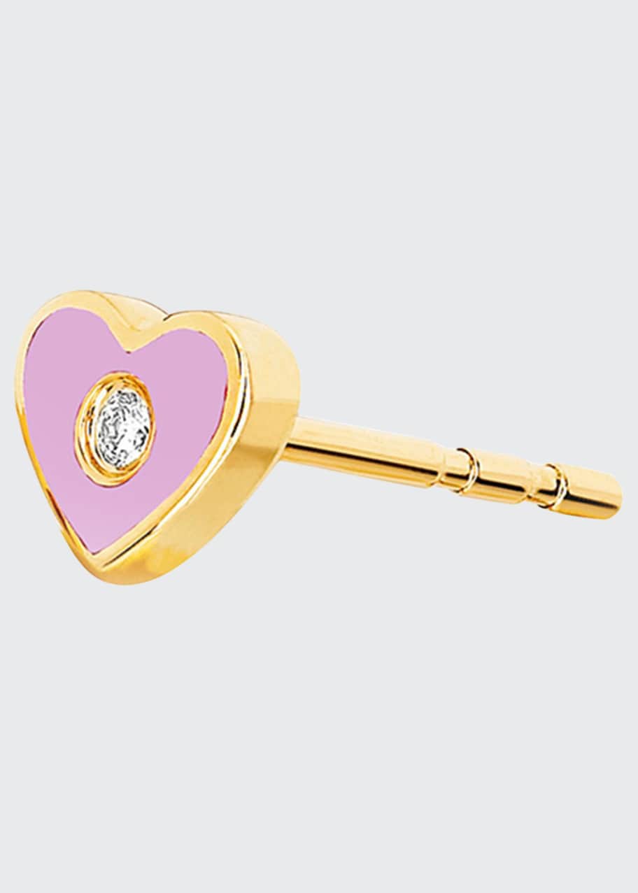 Image 1 of 1: 14k Diamond & Enamel Heart Stud Earring, Single, Pink