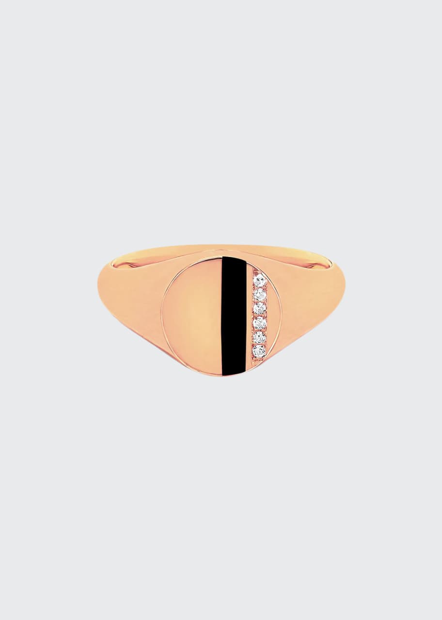 Image 1 of 1: 14k Rose Gold Diamond & Enamel Stripe Ring, Black