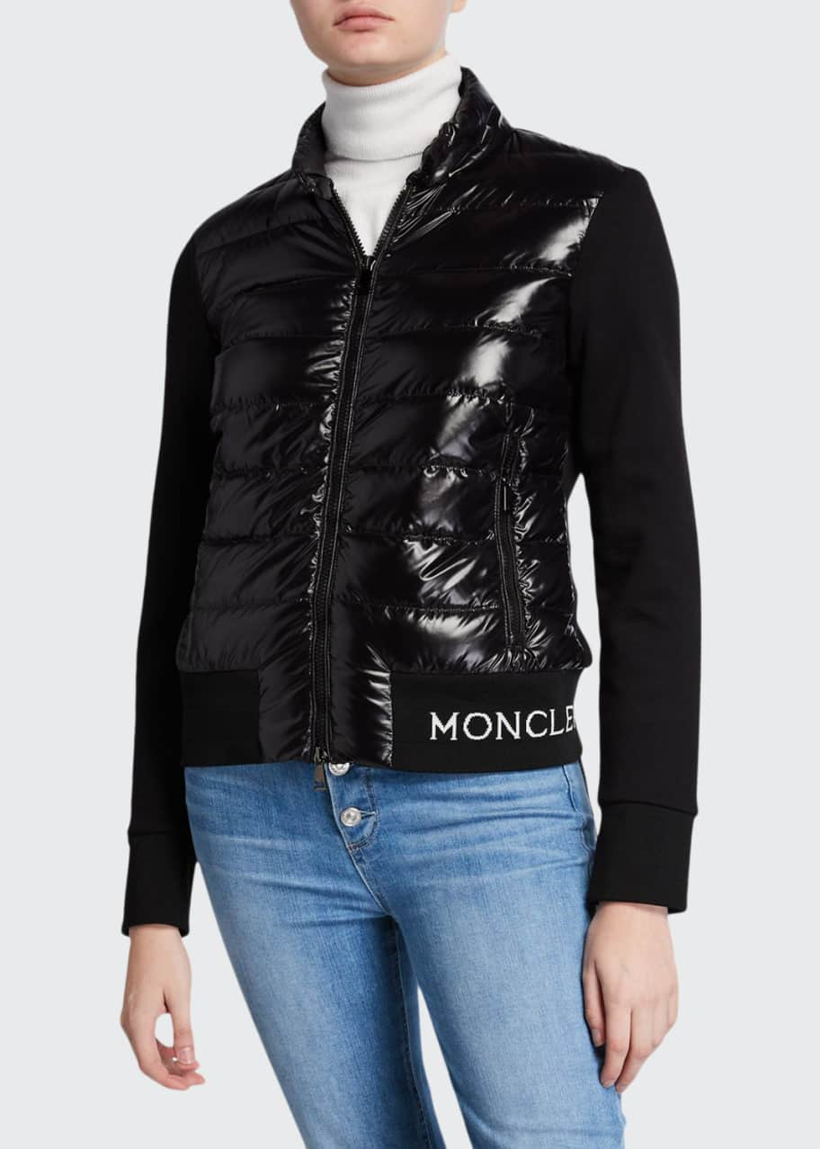 Moncler Grenoble Nylon Down-Knit Hooded Zip Cardigan - Bergdorf Goodman