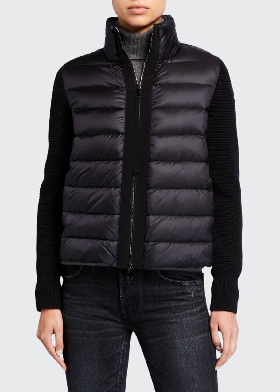 Moncler Cropped Puffer Wool Cardigan Bergdorf Goodman