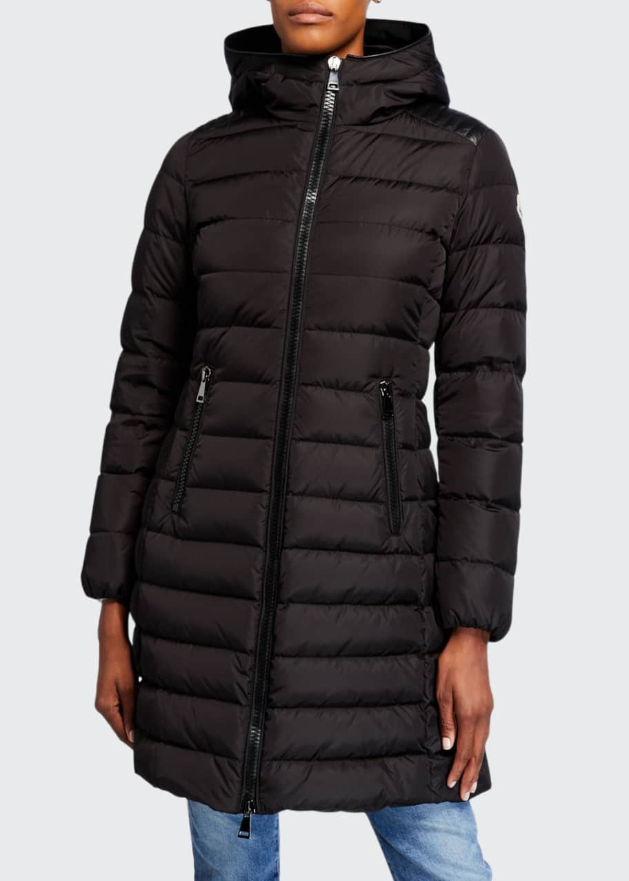 Talev Long Leather-Trim Puffer Coat