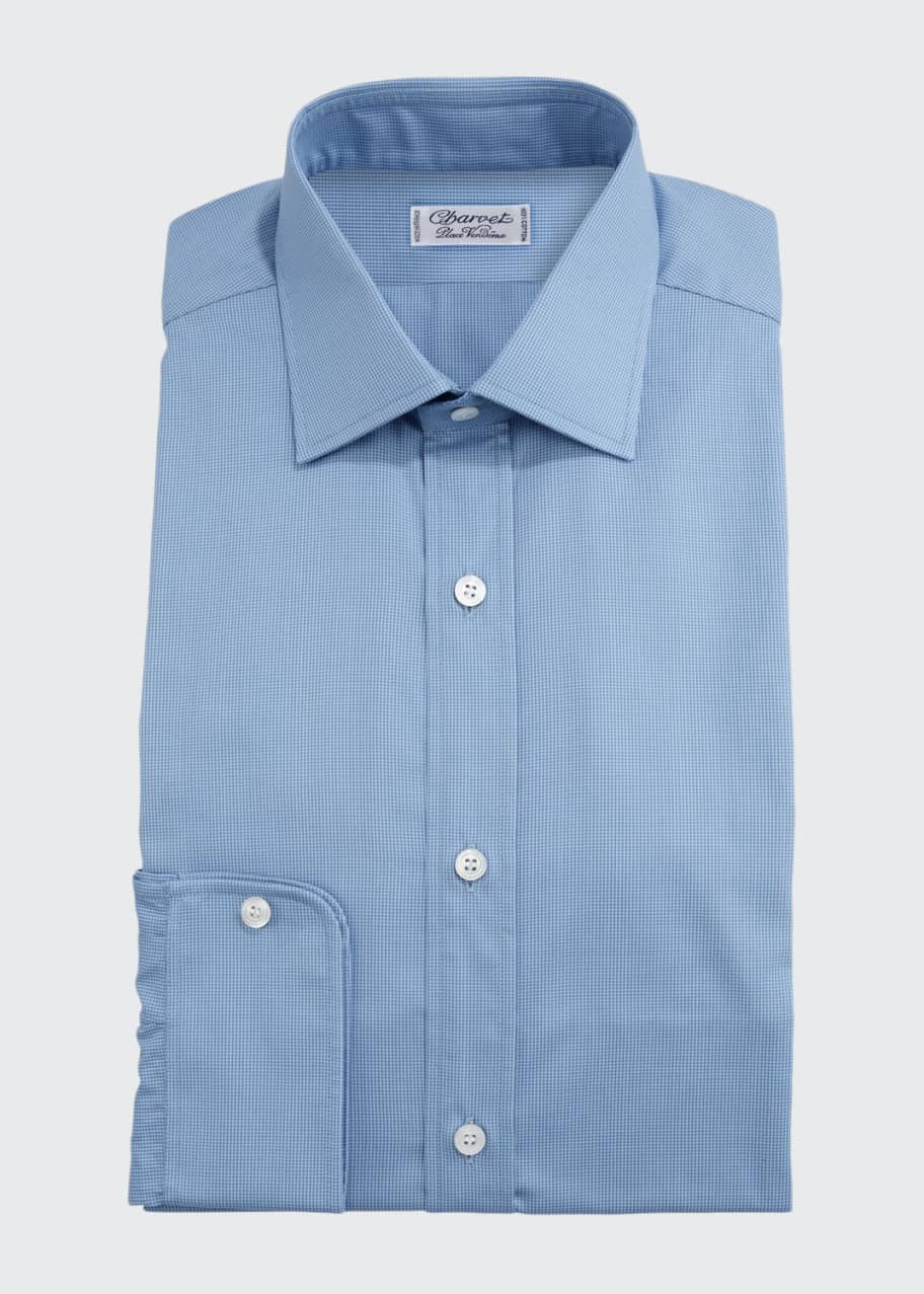 Image 1 of 1: Men's Slim Darted Mini-Check Dress Shirt