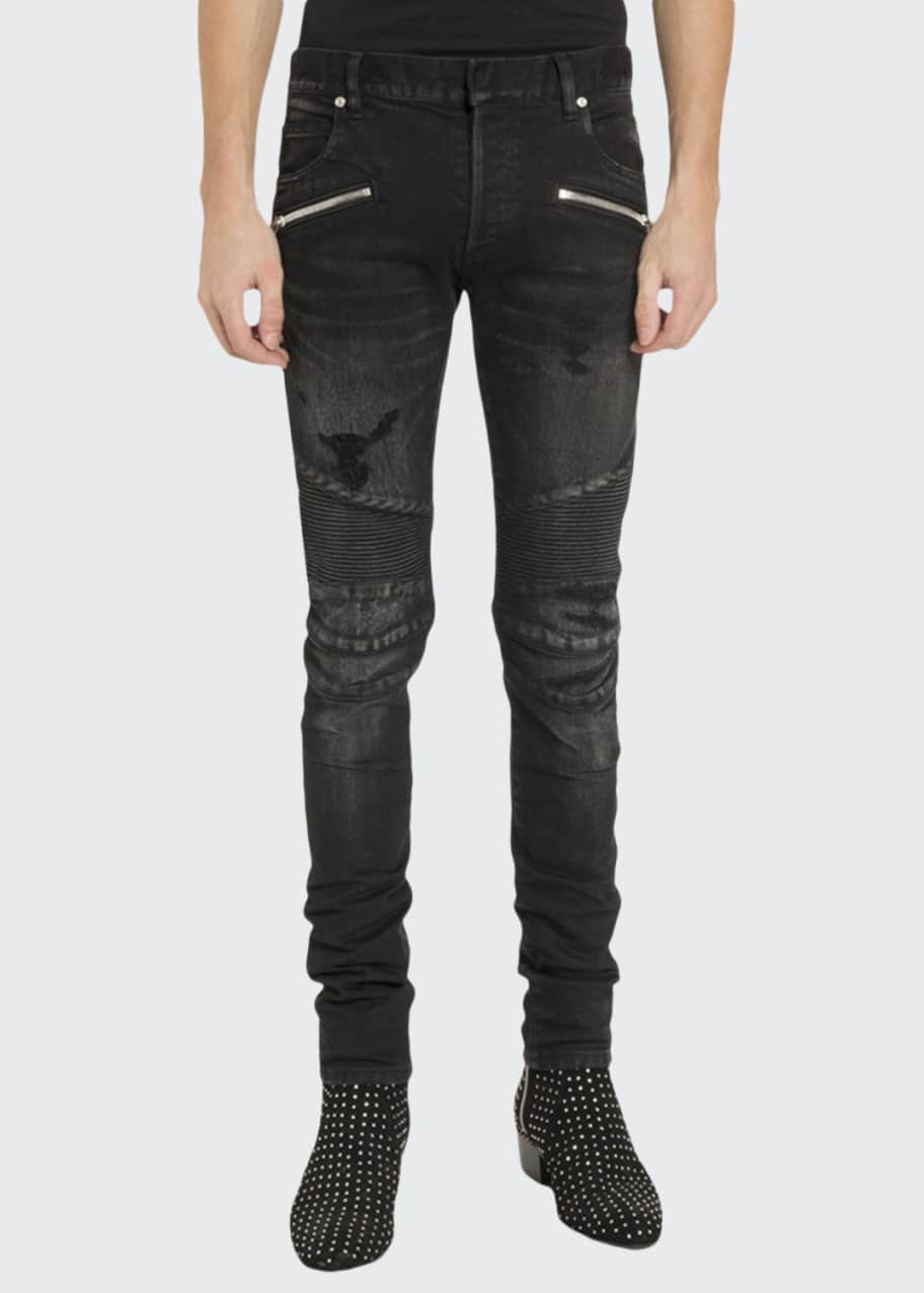 Image 1 of 1: Men's Slim Ribbed Zip-Pocket Jeans
